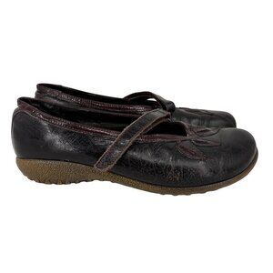 Naot Nau Mai Mary Jane Loafers Womens 8 EU 39 Dark Brown Burgundy Leather Flats